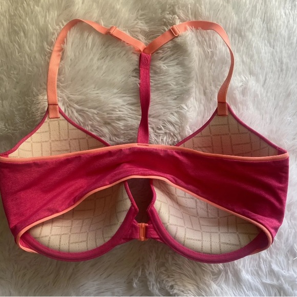 Victoria’s Secret Soft Racerback Semi Demi Pink With Peach Trim Size 34DD - Picture 3 of 4